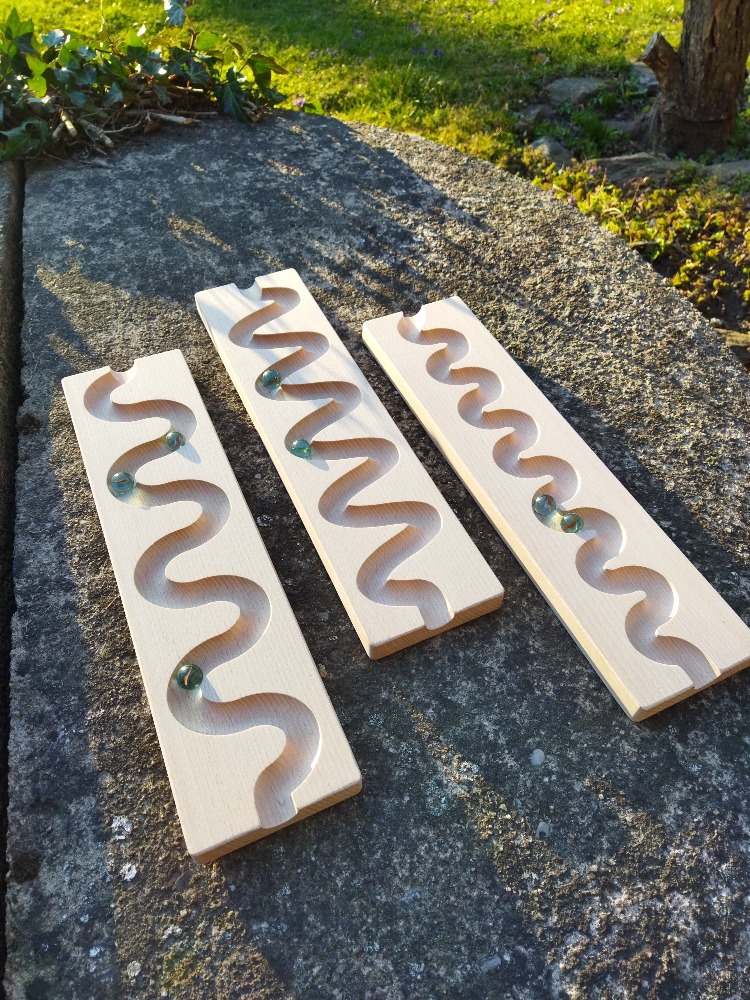 Dřevokaz Třídící misky Kuličková dráha 3ks se skleněnkami