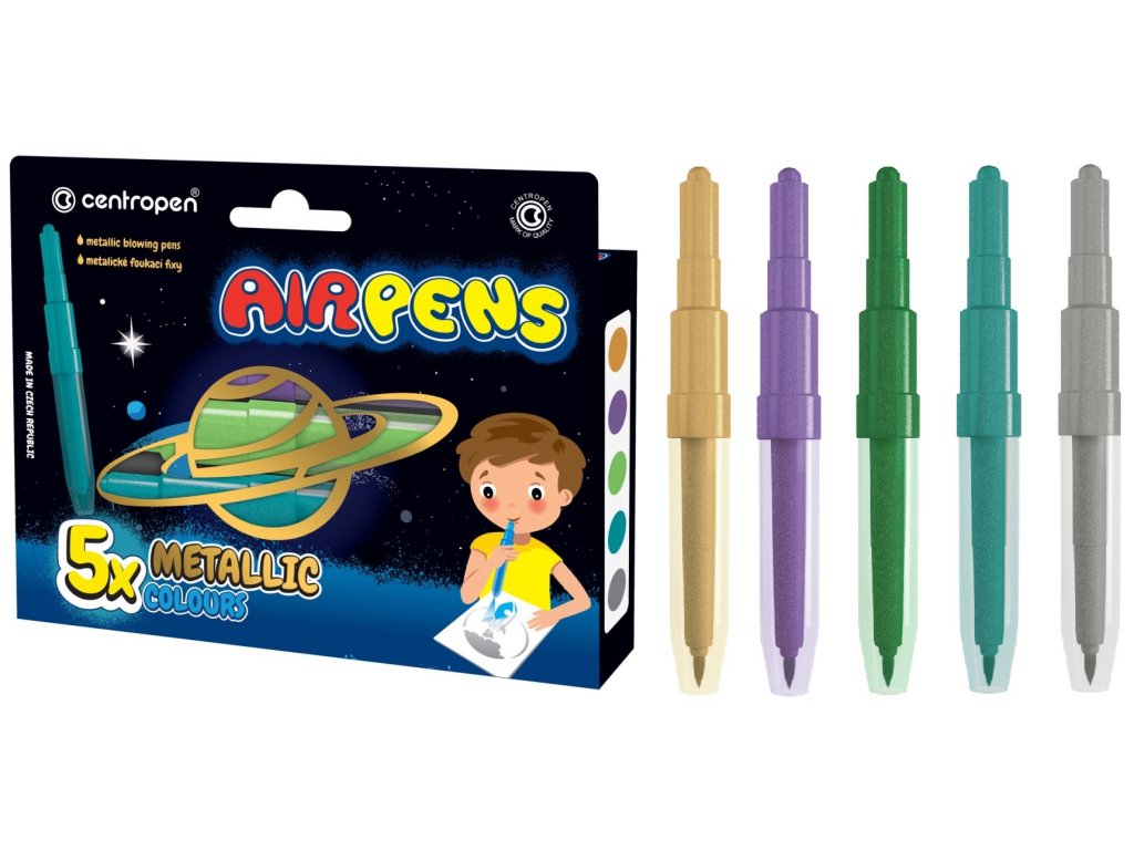 Centropen Foukací fixy AIR PENS 1590/5 METALLIC 5 ks