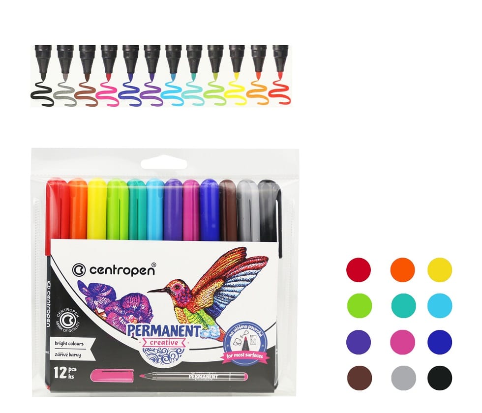Centropen popisovač Permanent creative 2896/12 2mm 12 ks