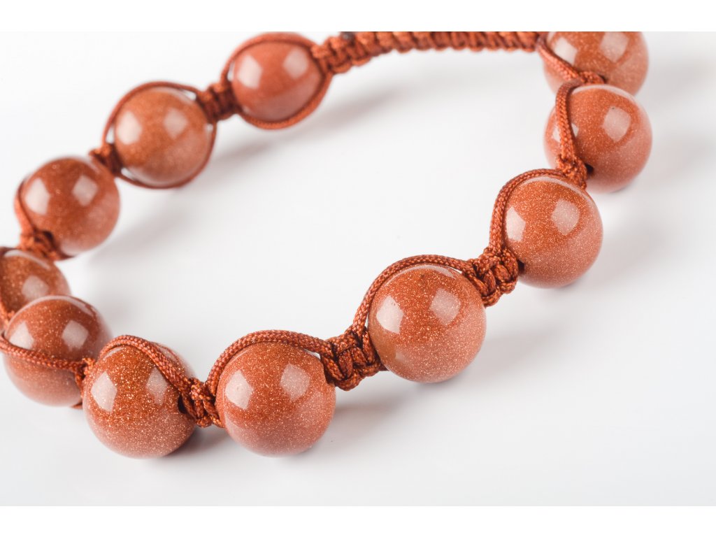 Náramek Aventurín zlatý shambala 10mm