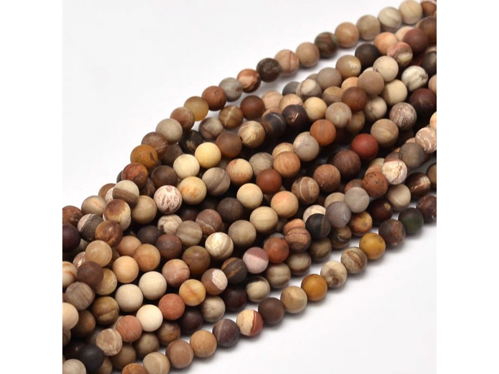 Náramek Zkamenělé dřevo matné 8mm