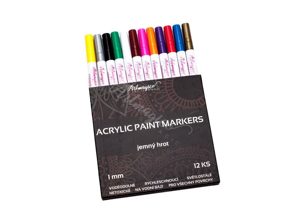 Artmagico akrylový popisovač s jemným hrotem (1 mm) 12 ks