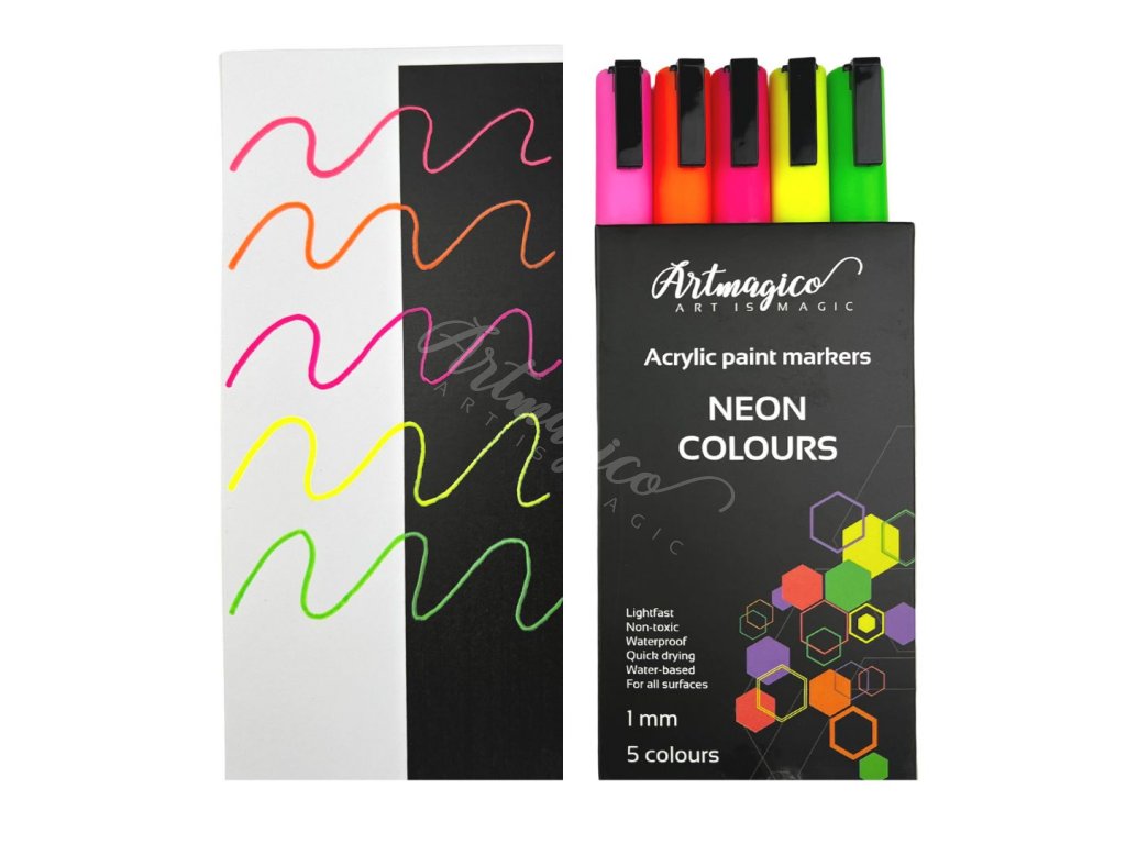 Artmagico akrylové popisovače s jemným hrotem - neonové - 5 ks