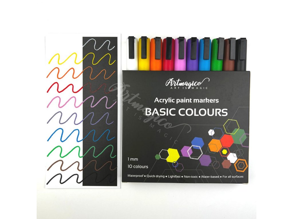 Artmagico akrylové popisovače s jemným hrotem - základní - 10 ks