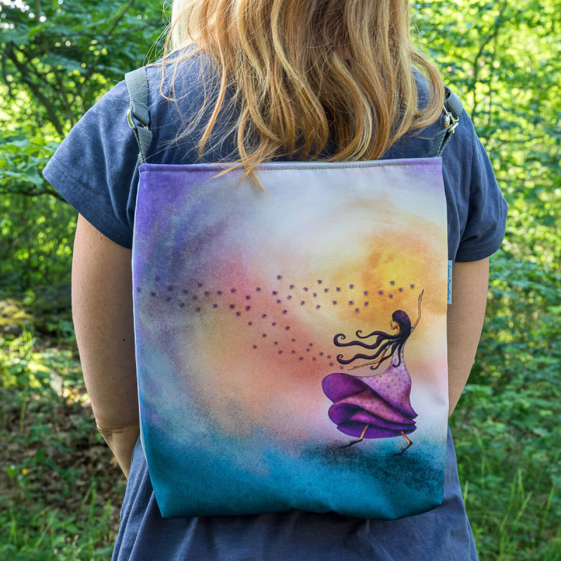 Duhová kočka Crossbody taška Tančící ve větru