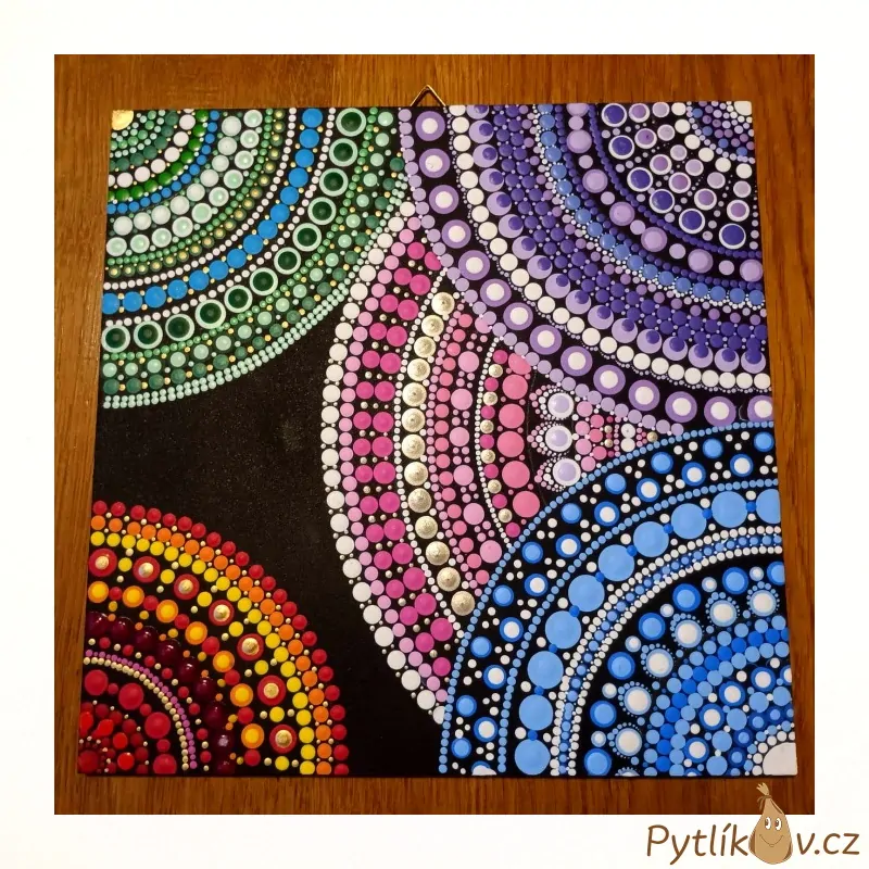 Obrázek tečkovaná mandala 20x20 cm