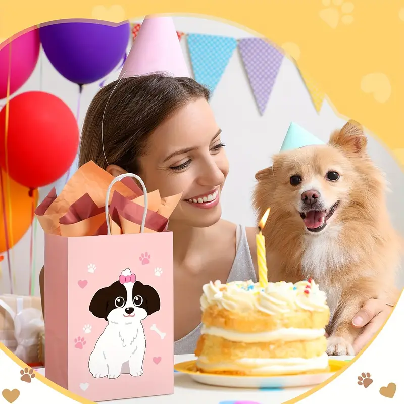 Taška dárková CUTE Party pejsci 21 x 15 x 8 cm Oranžová