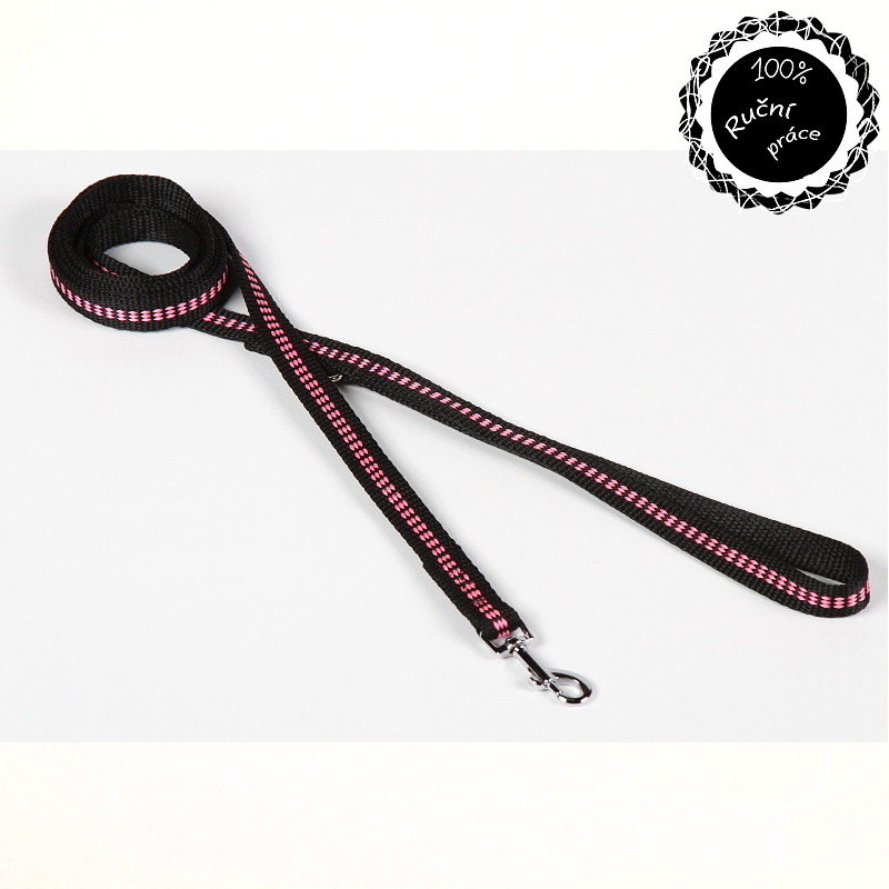 Vodítko pro psy růžové proužky - 180cm/15mm nylon Smarti fashion
