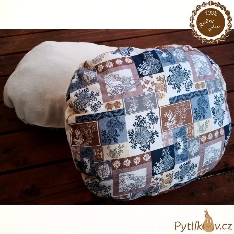 Oválný pelíšek krémový lesní zvířátka 55cm Smarti Fashion