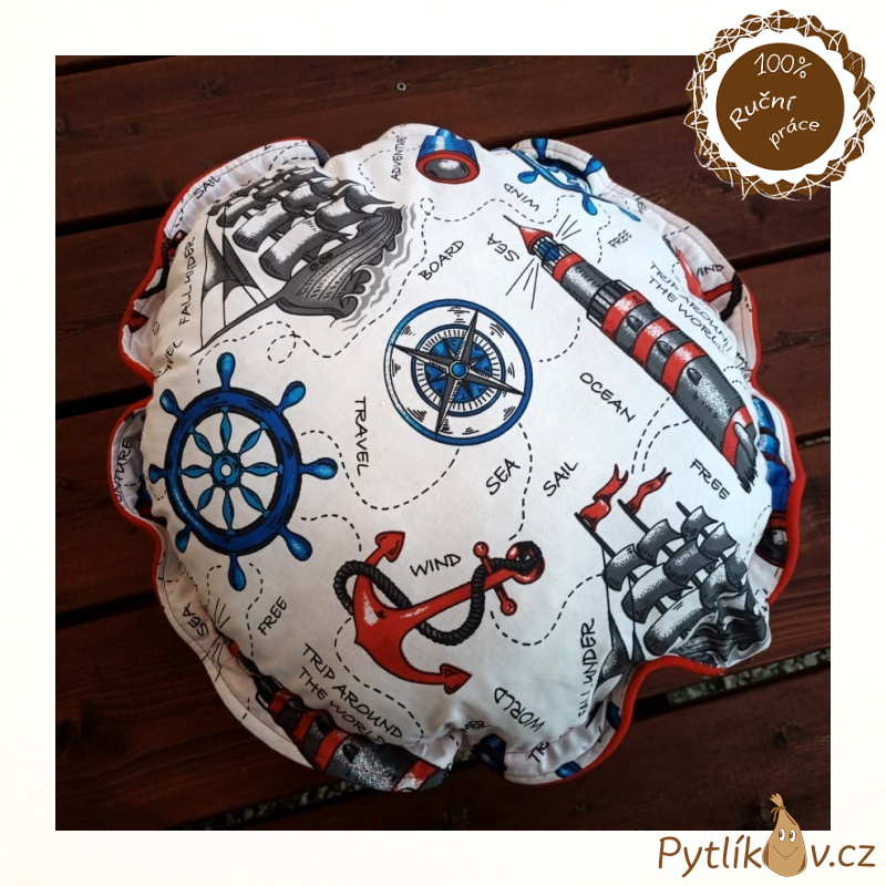Polštářek kulatý námořníci červená 50cm
