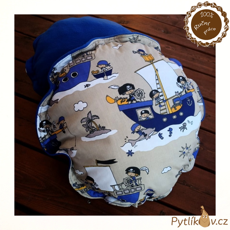 Polštářek kulatý piráti modrá 50cm