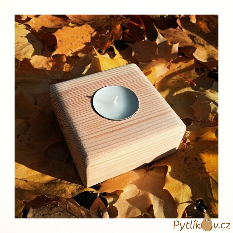 Svícen dřevěný přírodní - hladký, oblé hrany