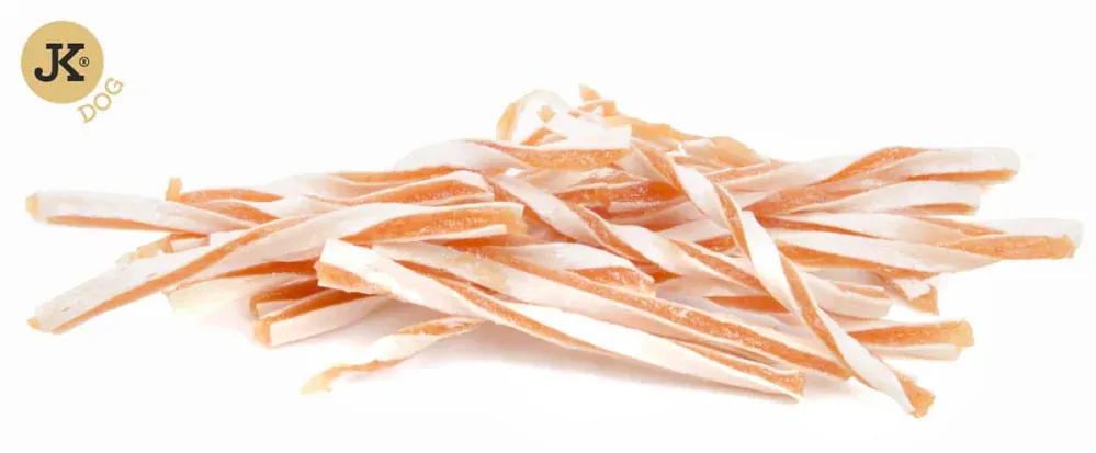JK ANIMALS Kuřecí proužky s treskou, masový pamlsek, 80 g