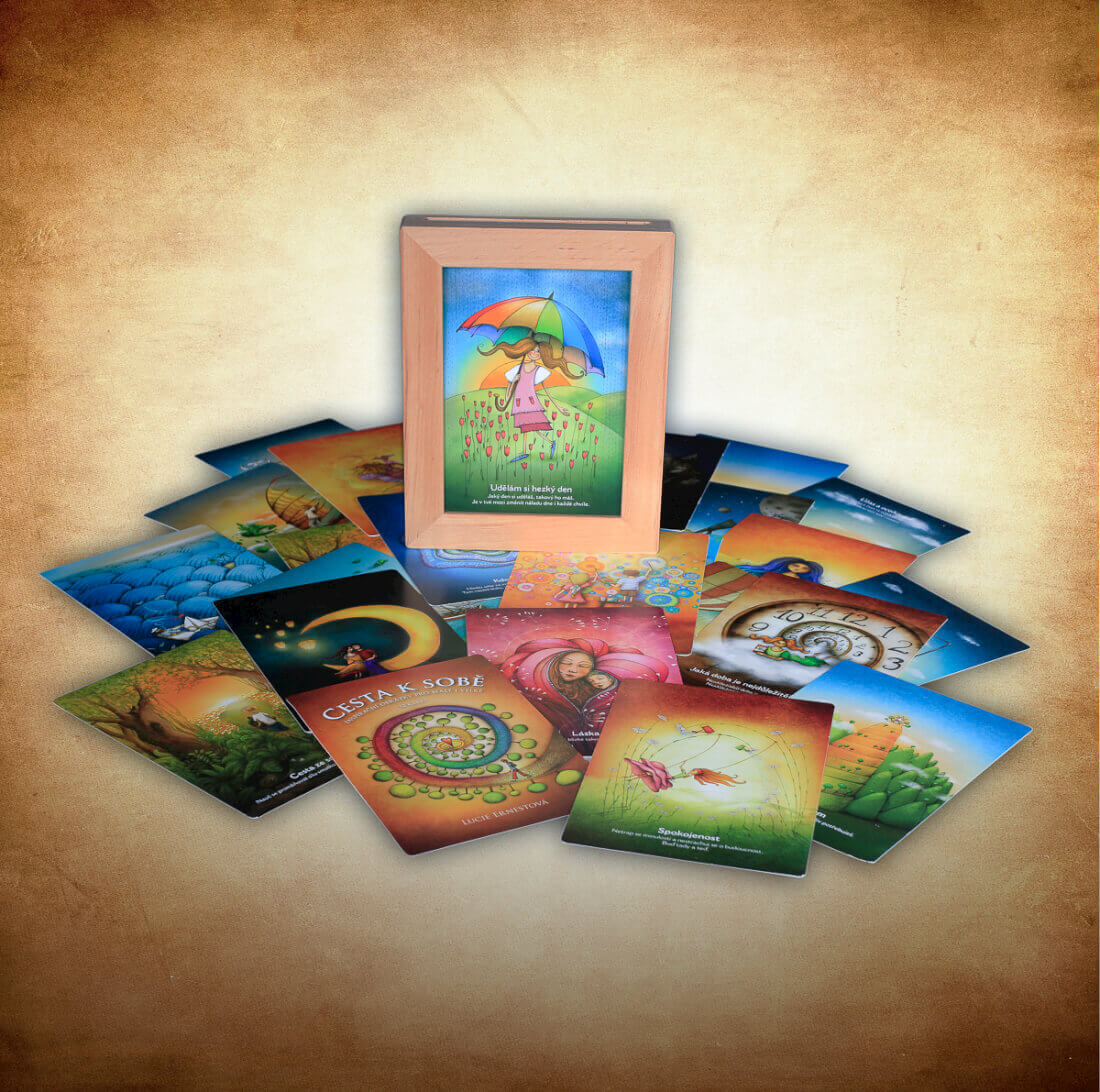 Duhová kočka Inspirační karty Cesta k sobě v rámečku