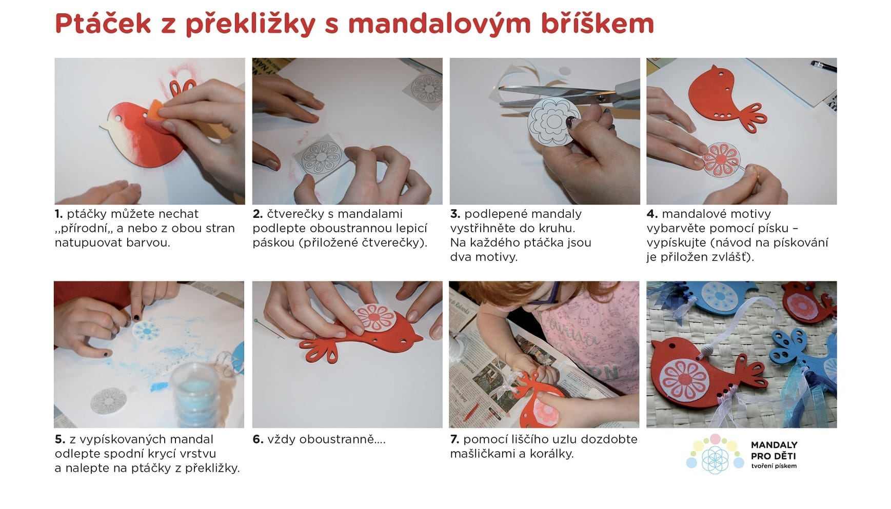 Pískování - dárková sada Ptáčci z překližky s mandalovým bříškem Žlutá (457)