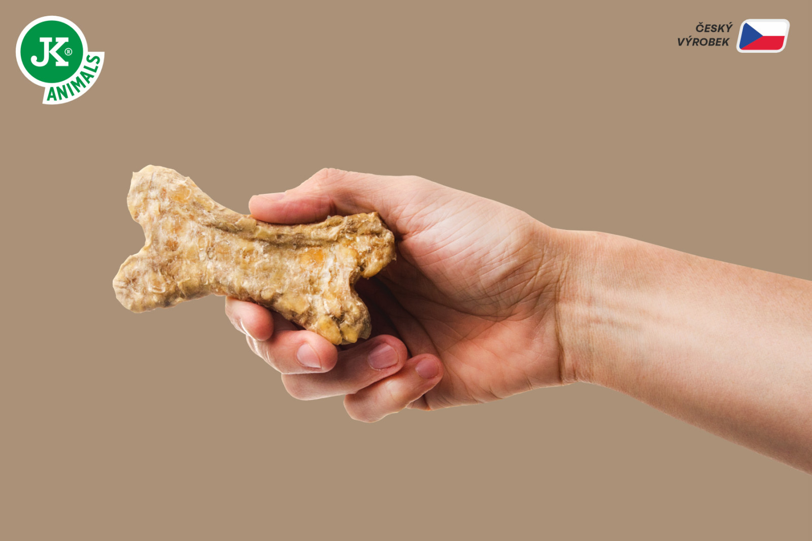 JK ANIMALS Kost natural s drůbežími játry a jukou 10cm