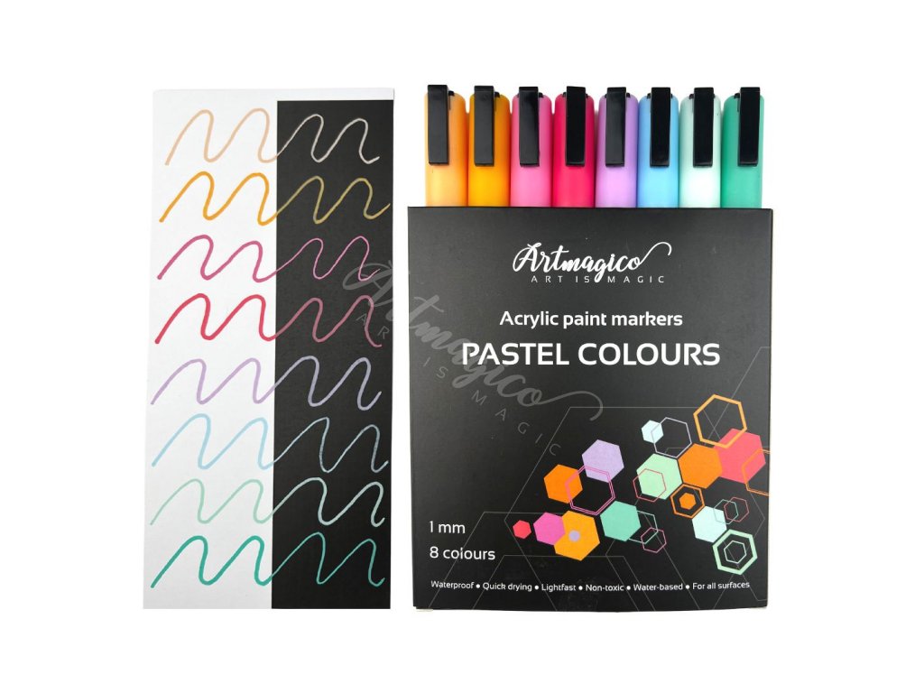 Artmagico akrylové popisovače s jemným hrotem - pastelové - 8 ks