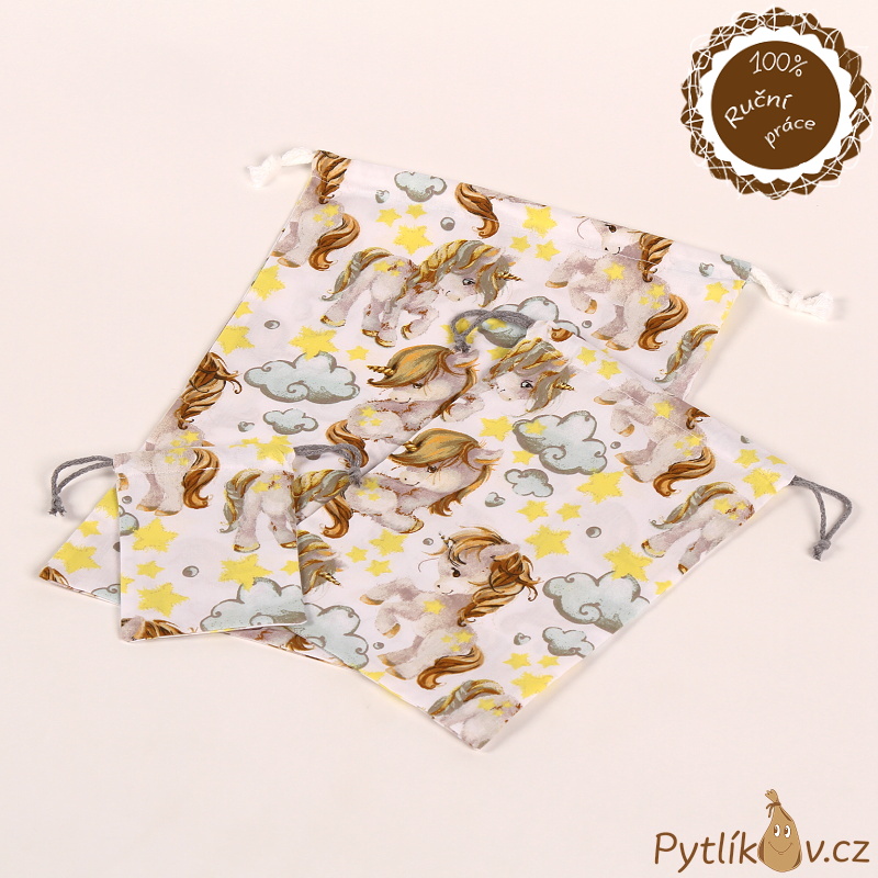 Jednorožci sada plátěných pytlíků 4 kusy