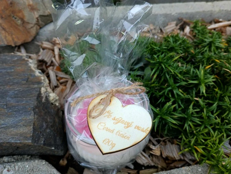 Svíčka květina ve skle 120g černá třešeň