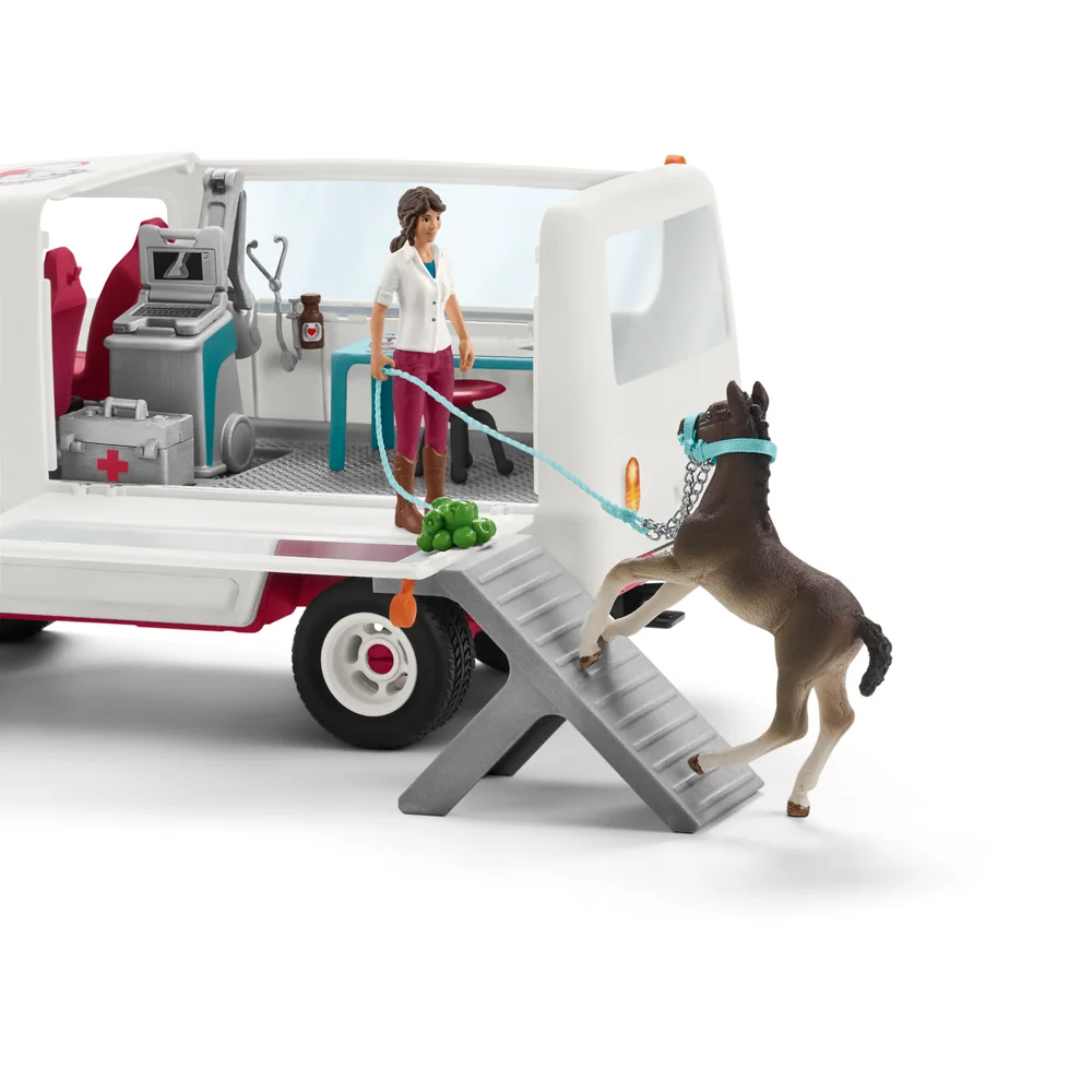 Schleich Mobilní veterinární klinika s klisnou a ošetřovatelem, new 42439