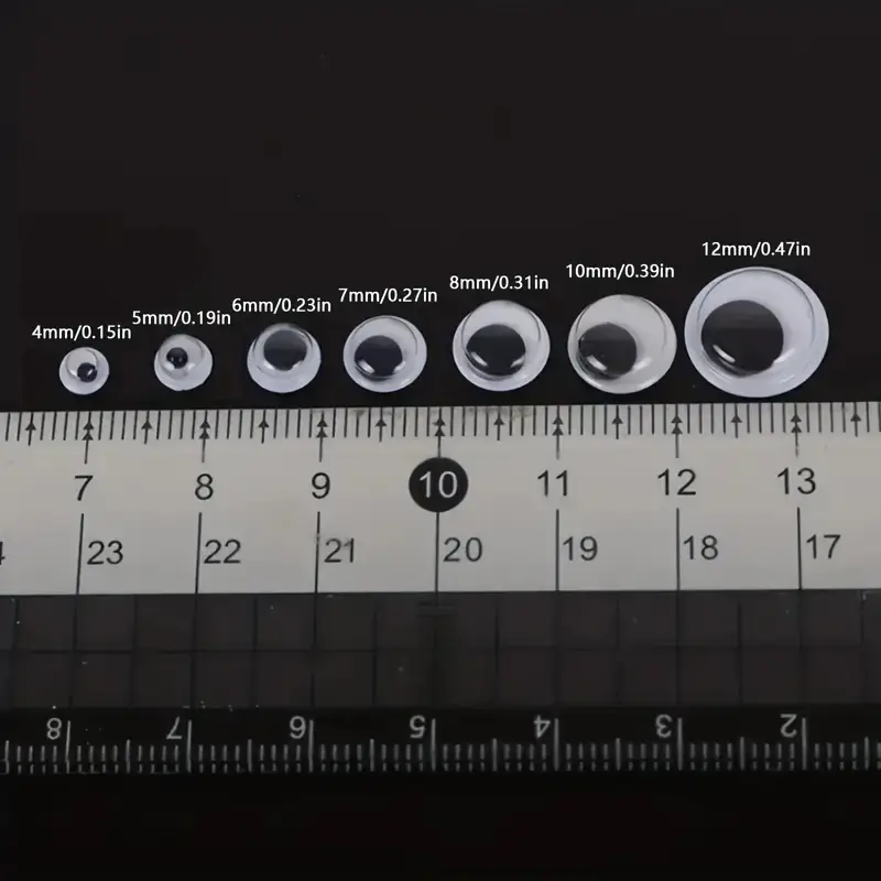 Oči černé samolepící 4-12 mm 700ks