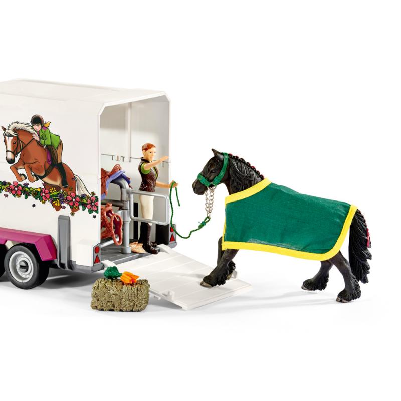 Schleich 42346 Pick-up s přívěsem a koněm