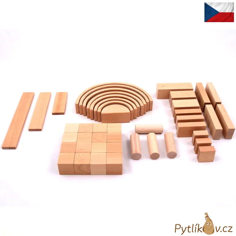 Dřevěná sada stavebních kostek M, provedení přírodní buk.