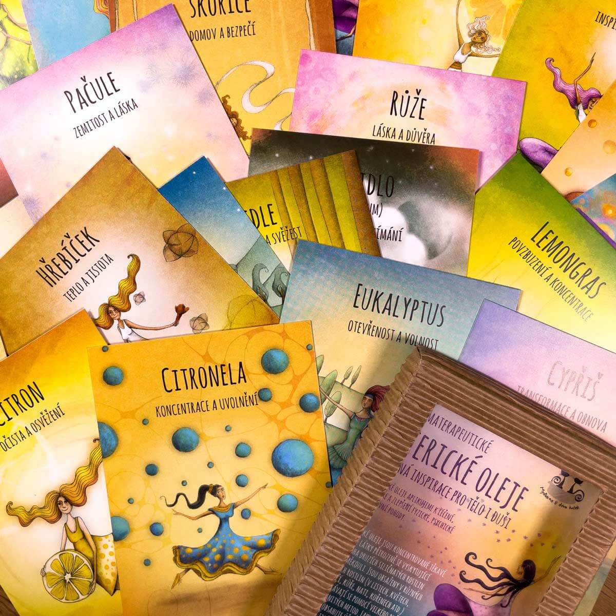 Duhová kočka Sada aromaterapeutických karet