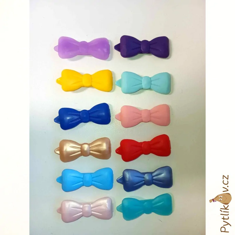 Plastové sponky - mašle Auer Bavaria 1 ks - růžová perleťová