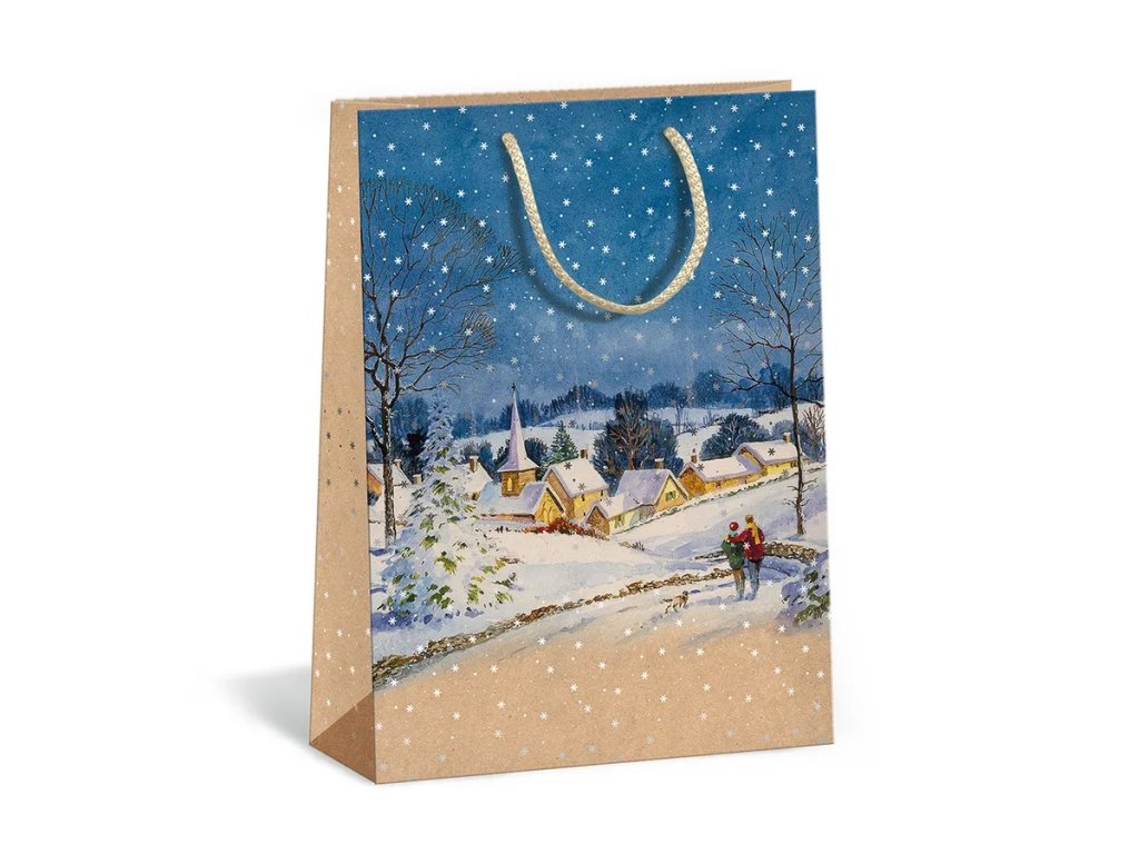 Dárková vánoční taška Argus T4/T4N NATUR 18x24cm - norský vzor červený