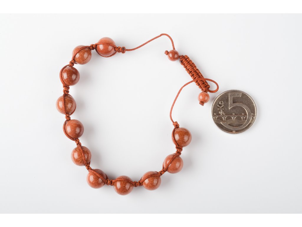 Náramek Aventurín zlatý shambala 10mm
