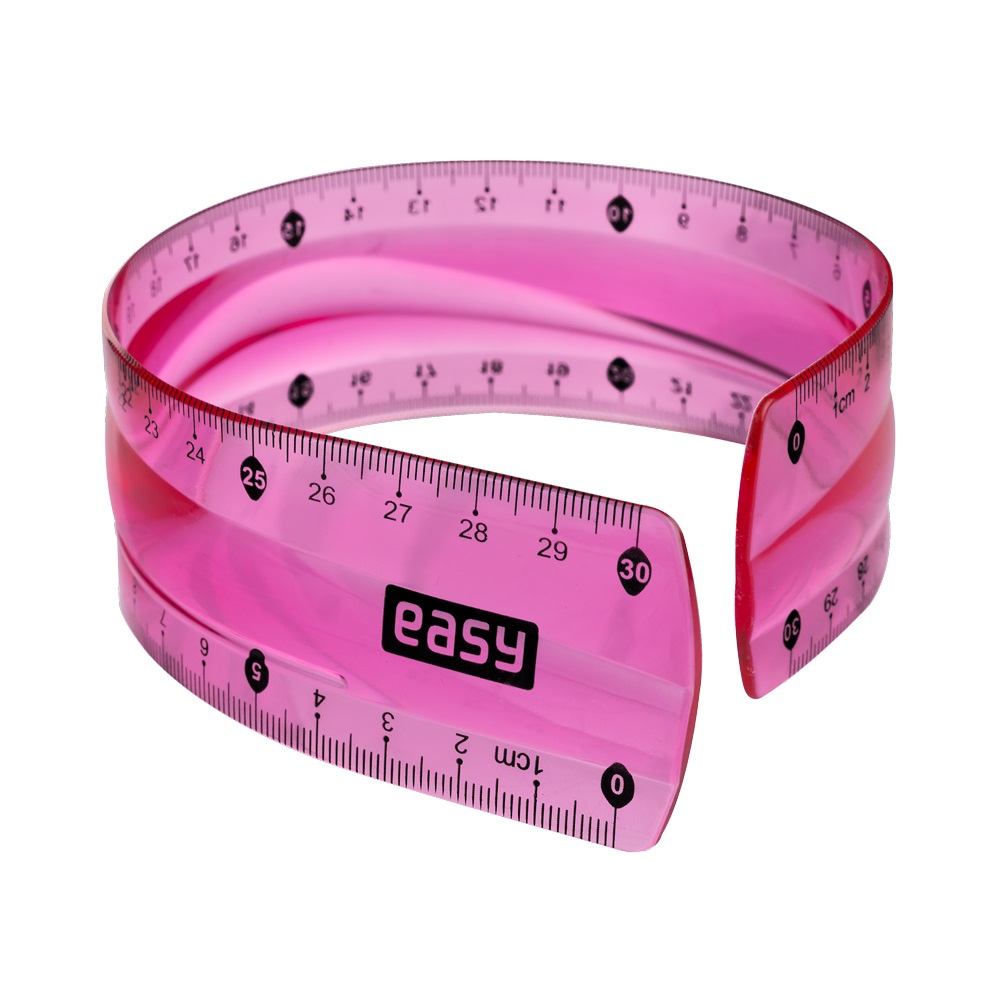 Ohebné rovné pravítko Easy Flex 20 cm růžová