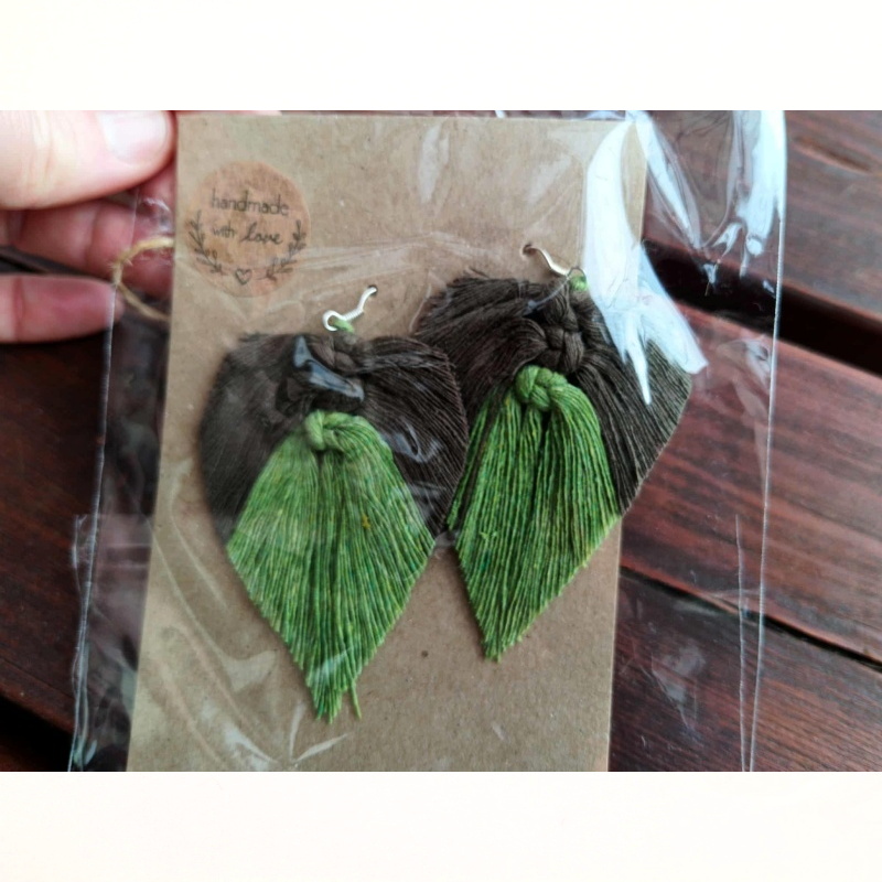 Macramé Náušnice - s afroháčkem ccc 5x7 cm Měděná