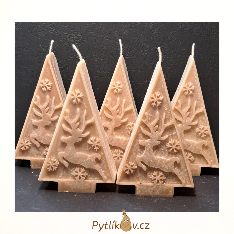 Vánoční svíčka jehlan jelen - jablko/skořice - Zelená