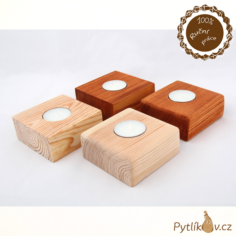 Svícen dřevěný přírodní - hladký, oblé hrany
