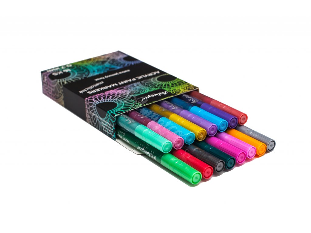 Artmagico akrylový popisovač s Extra jemným hrotem 0,7,mm METALICKÉ 16 ks