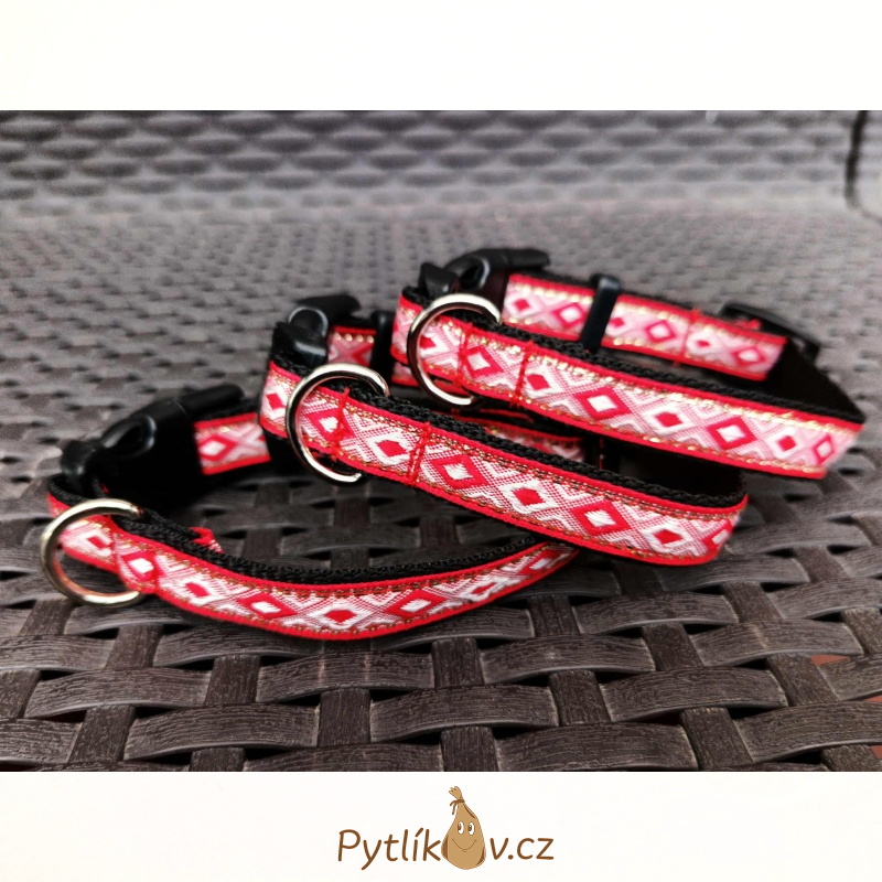 Obojek a vodítko pro psy Aristokrat S - 21cm-29cm/15mm/150cm nylon Smarti fashion Červená