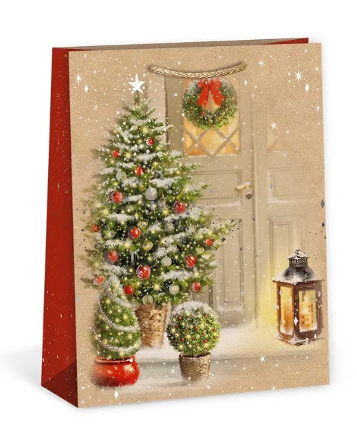 Dárková vánoční taška Argus T4/T4N NATUR 18x24cm - norský vzor červený