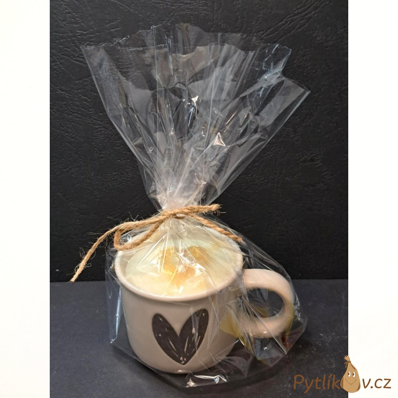 Svíčka v keramickém hrníčku srdce 80g