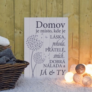 Housedecor Cedulka Domov je místo...světlá 42x30cm