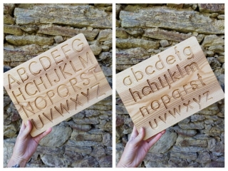 Dřevokaz Grafomotorická oboustranná tabulka písmena s impregnací