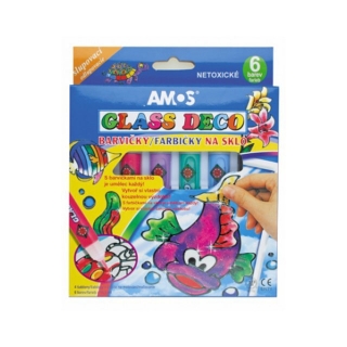 Barvy na sklo sada 6 barev 10,5 ml + fólie a šablony