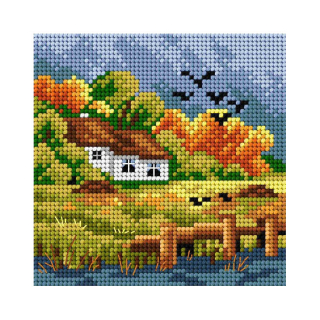 Předloha vyšívací Podzimní dům 2 15x15cm