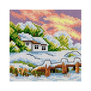 Předloha vyšívací Zimní dům 2 15x15cm