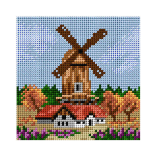 Předloha vyšívací Mlýn na podzim 15x15cm