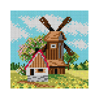 Předloha vyšívací Mlýn na jaře 15x15cm
