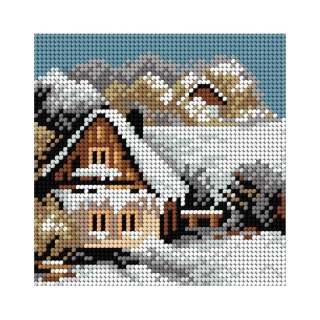 Předloha vyšívací Dům v zimě 1 15x15cm