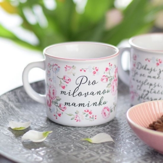 Housedecor Keramický hrníček s lemem Pro milovanou maminku 300ml