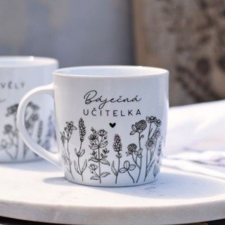 Housedecor Porcelánový hrnek Louka - Báječná učitelka