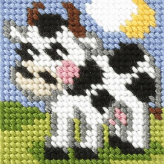 Kreativní sada na vyšívání Kravička 10,5x10,5cm